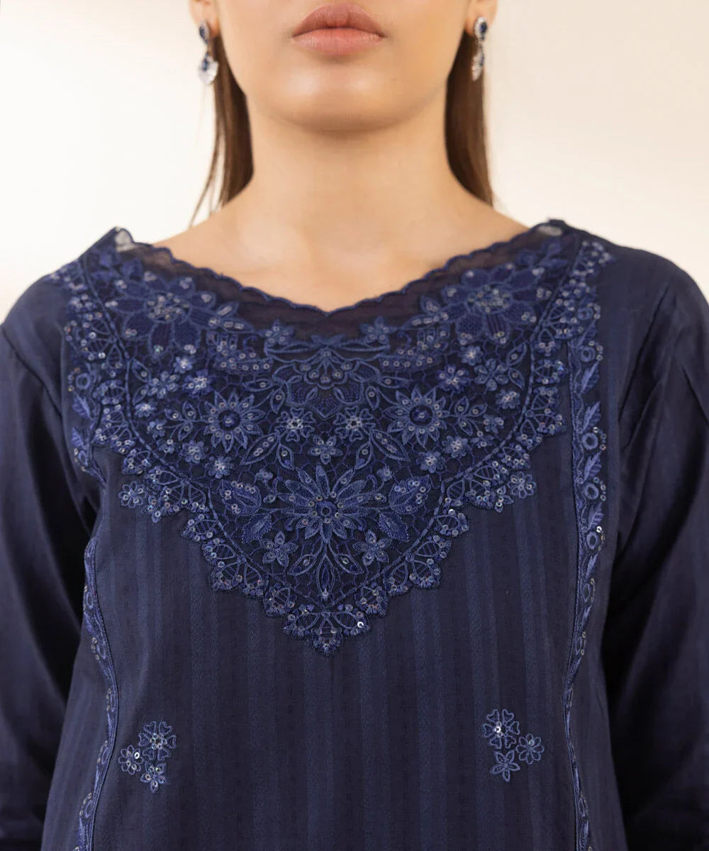 3 Piece Embroidered Dobby Suit