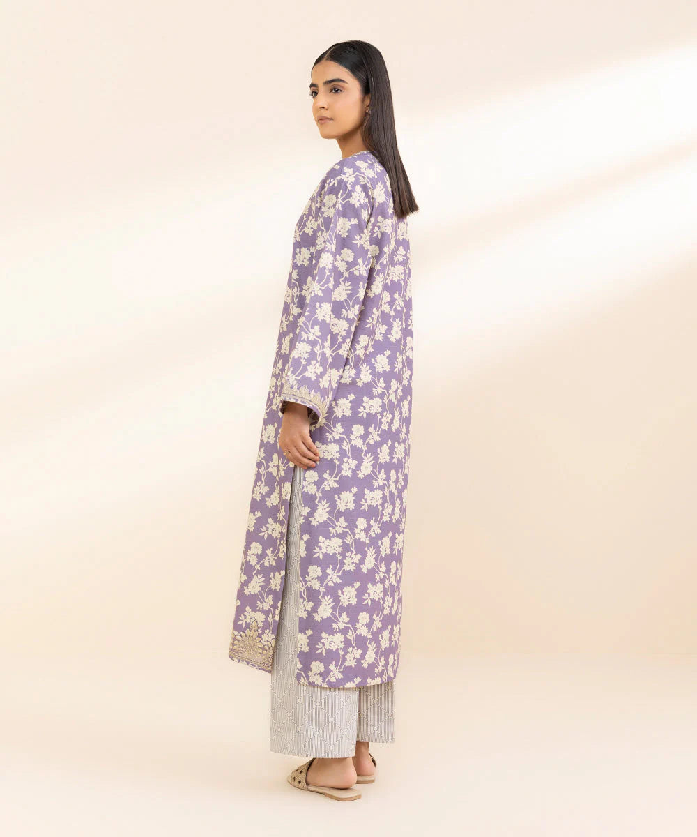 Sapphire 2-piece unstitched embroidered light khaddar suit.