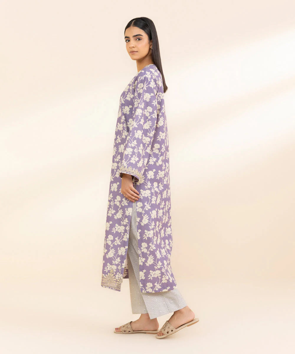 Sapphire 2-piece unstitched embroidered light khaddar suit.