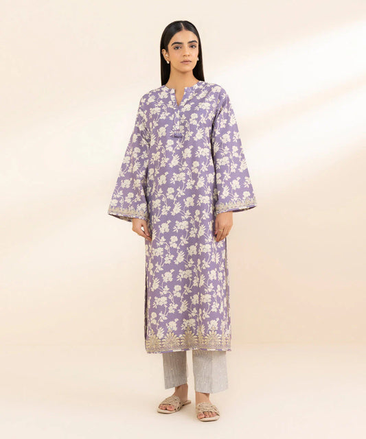 Sapphire 2-piece unstitched embroidered light khaddar suit.