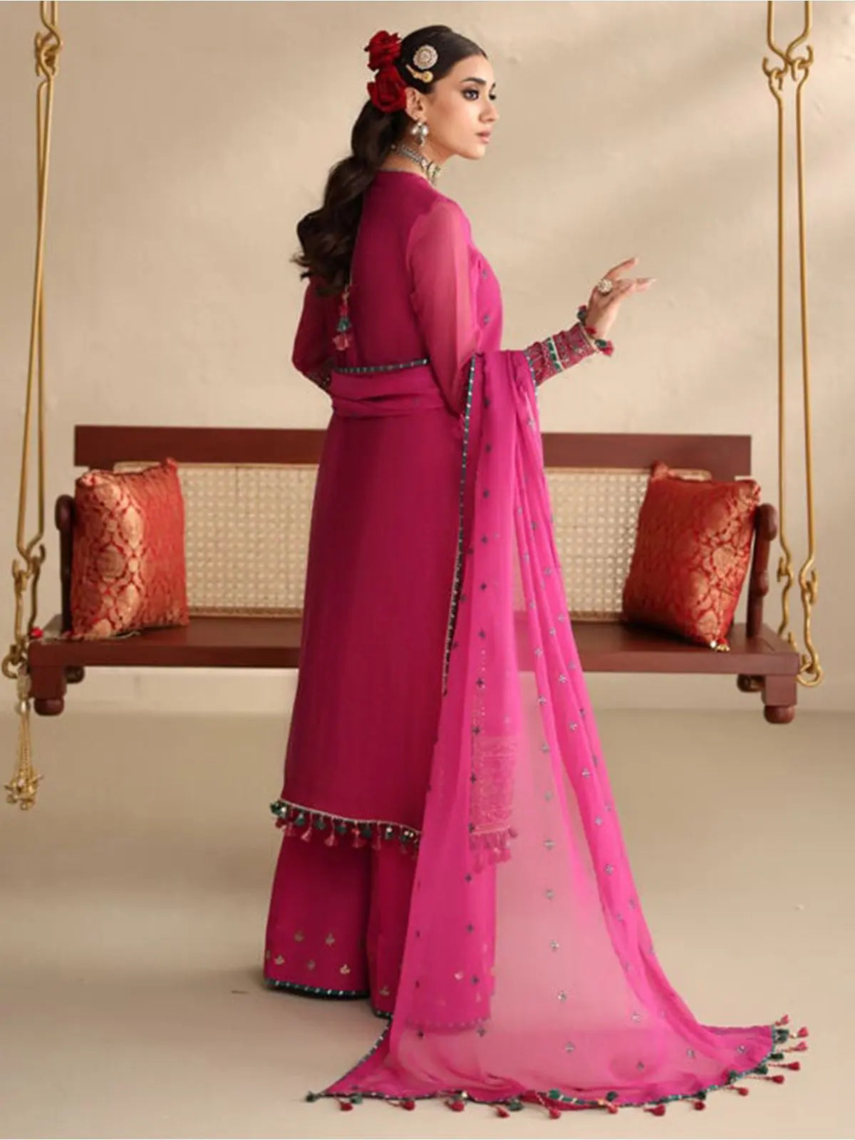 3pc embroidered blanded net suit