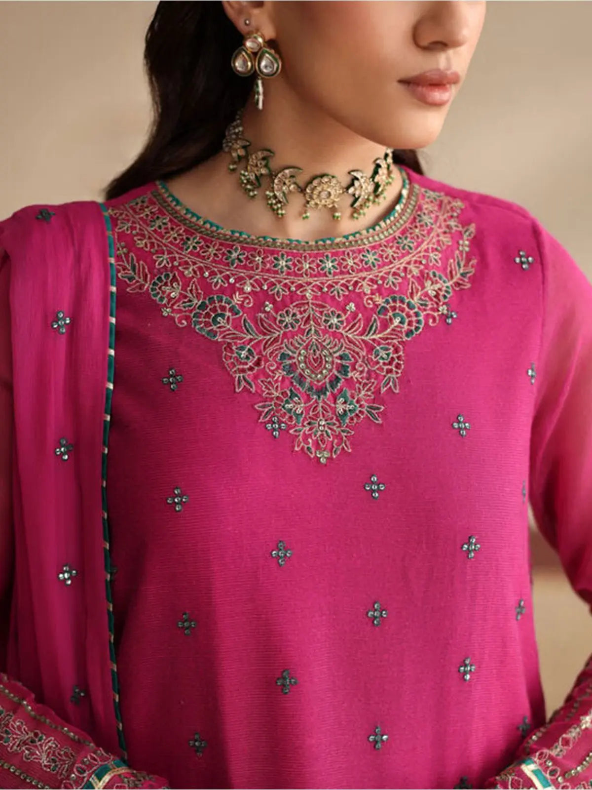 3pc embroidered blanded net suit