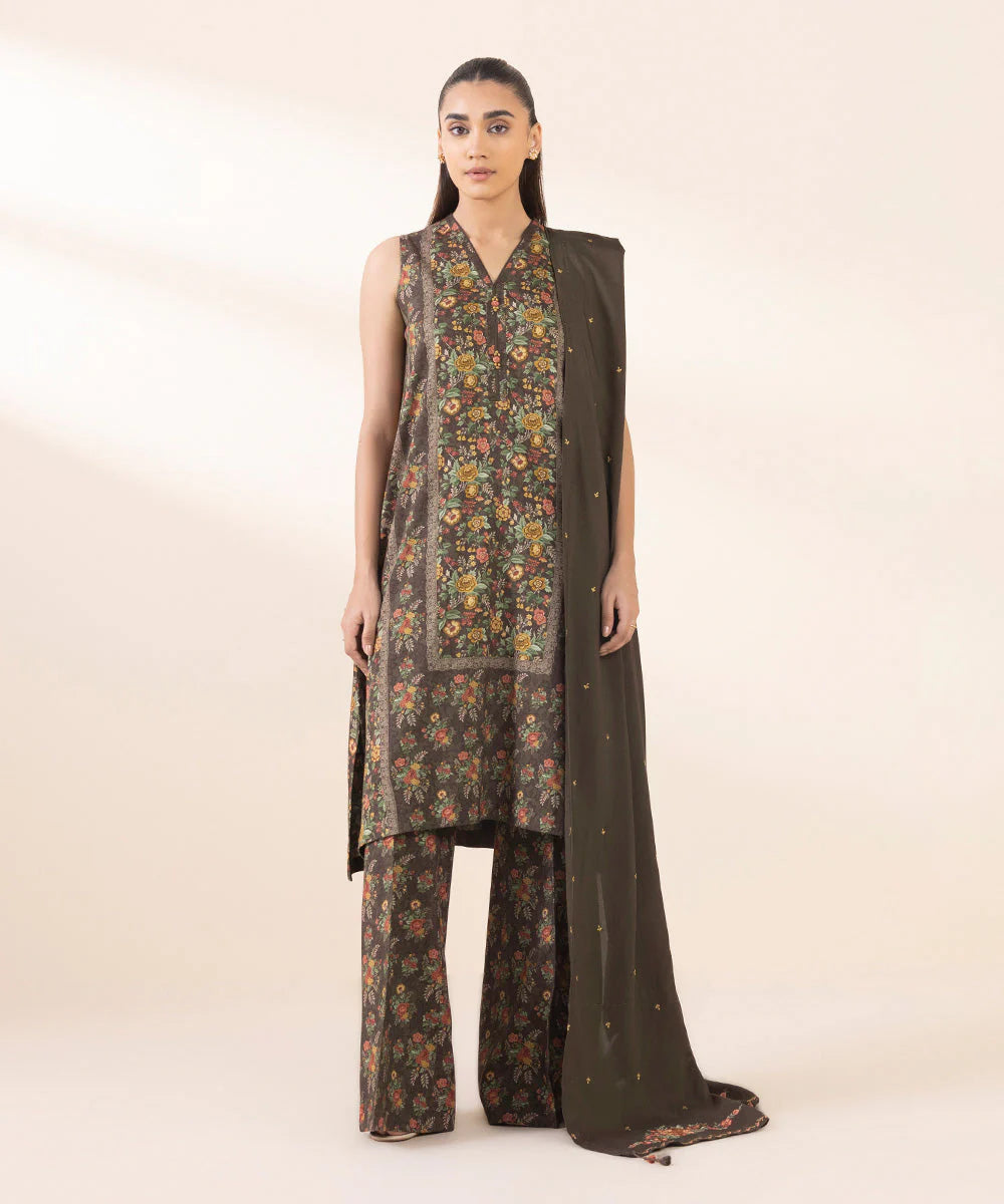 3pc embroidered Linen suit