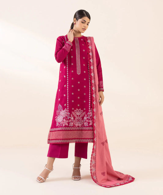 Brand  Sapphire  3pc embroidered khadar suit  Embroidered shirt embroidered shawal