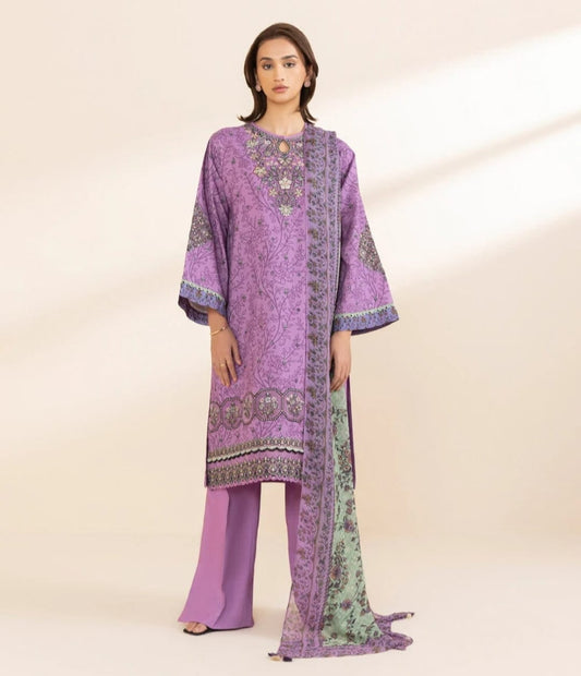 3 Piece - Embroidered Linen Suit