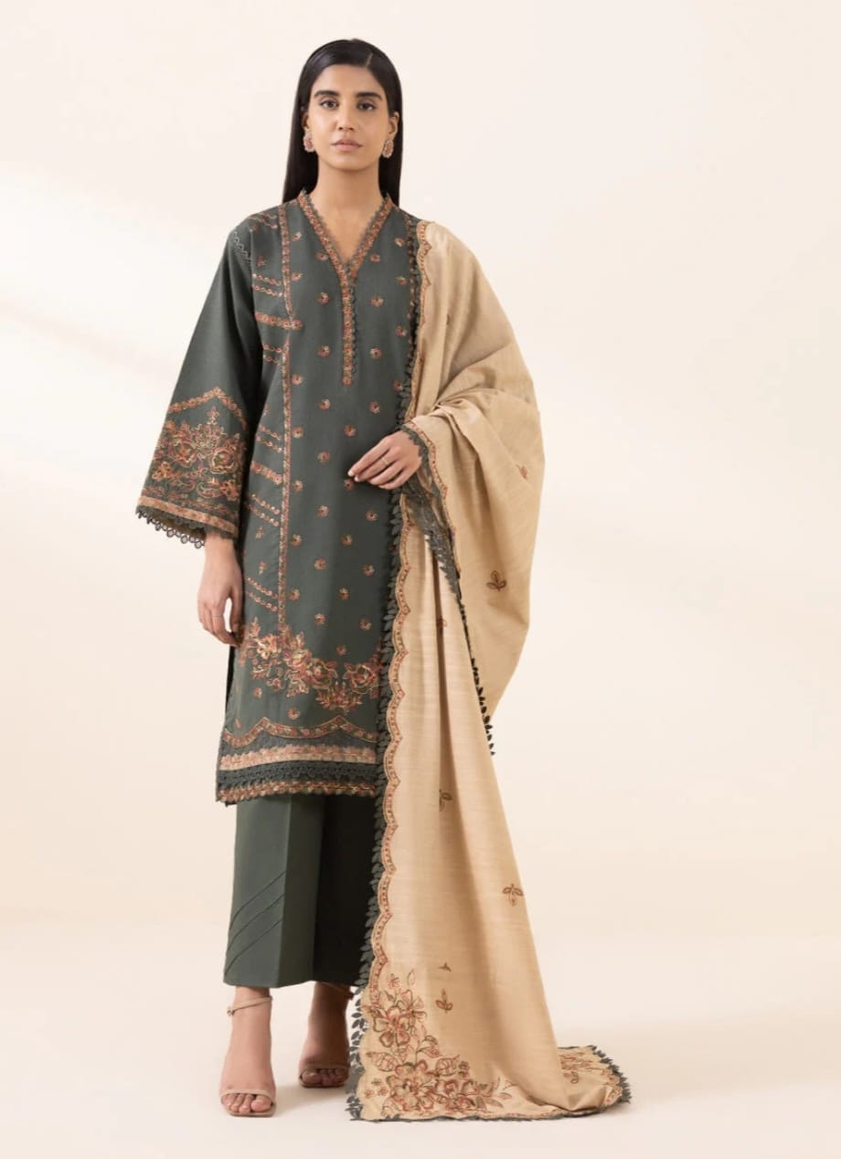 3pc embroidered karandi suit