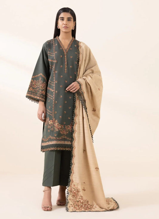 3pc embroidered karandi suit