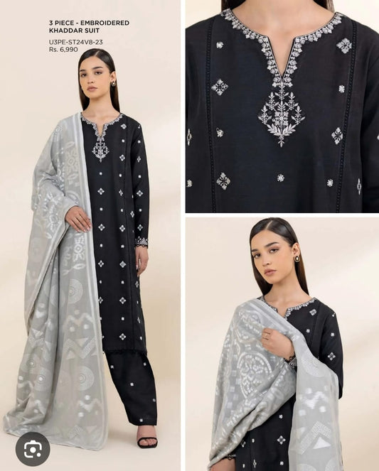 3pc embroidered khadar