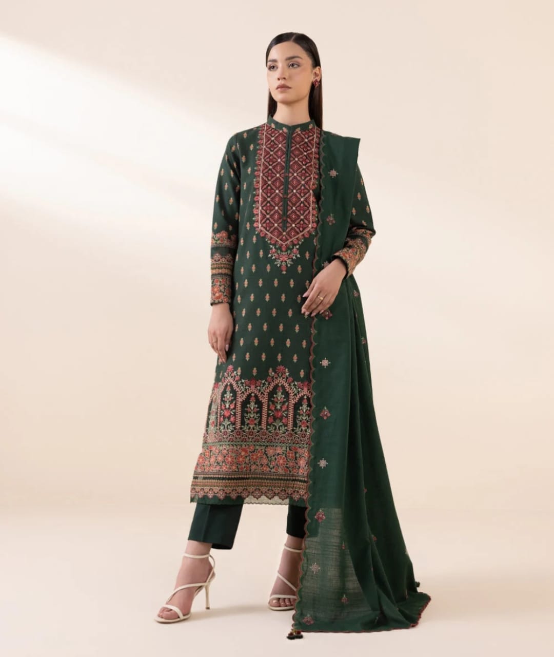 3pc embroidered khaddar