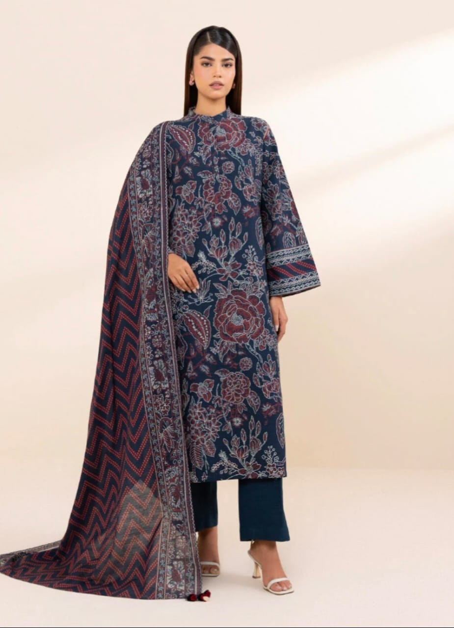 3pc printed khaddar suit