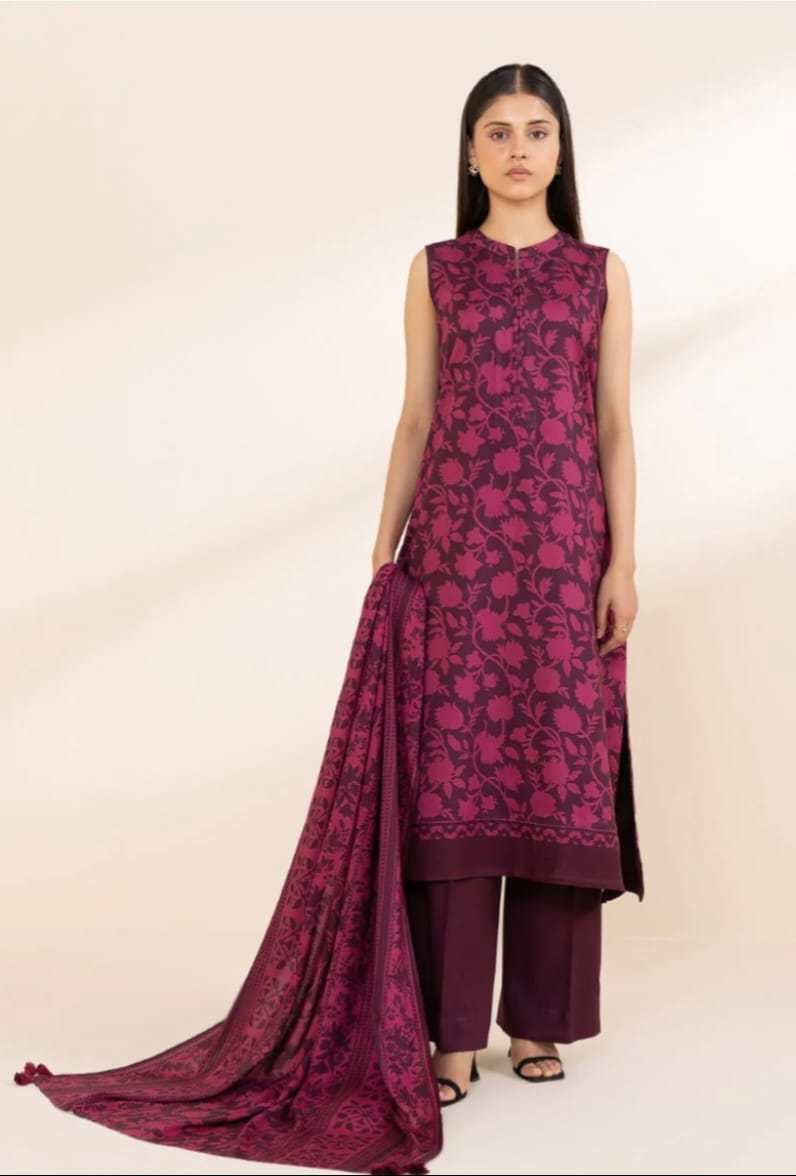 3 Piece - Printed Linen Suit