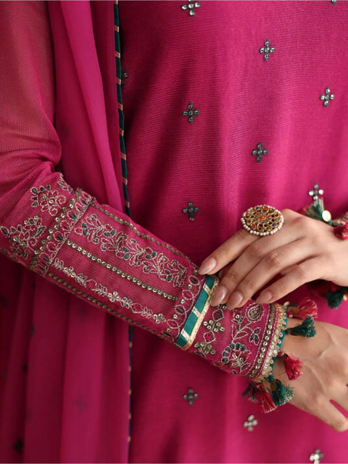 3pc embroidered blanded net suit